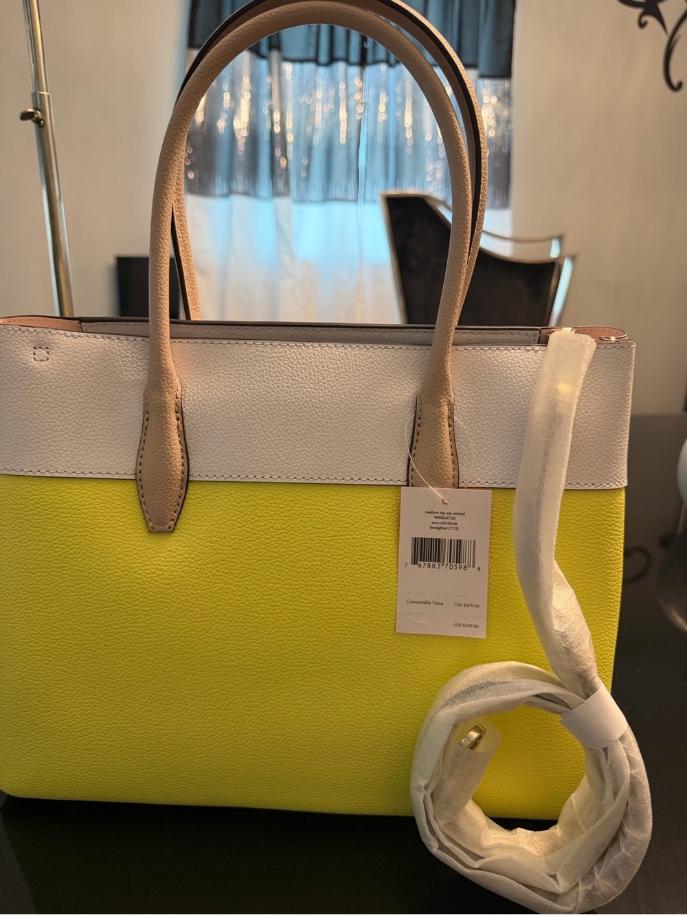 kate spade Yellow and White Colorblock Leather Tote - Picture 4 of 11